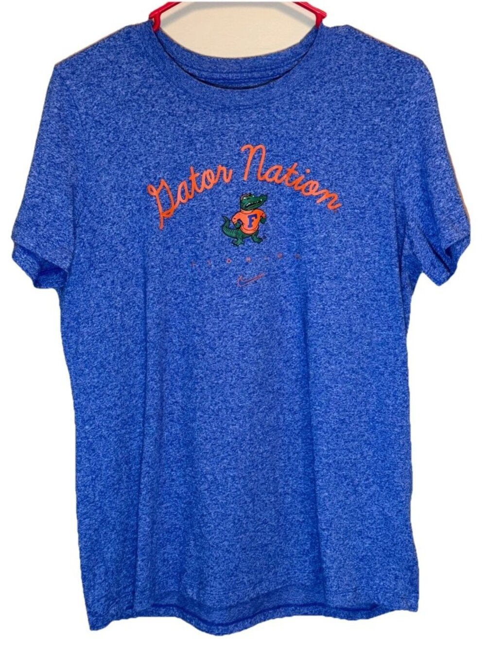 Florida Gator Nation T Shirt Womens Large Blue Nike Stretch Logo Preowned Gators